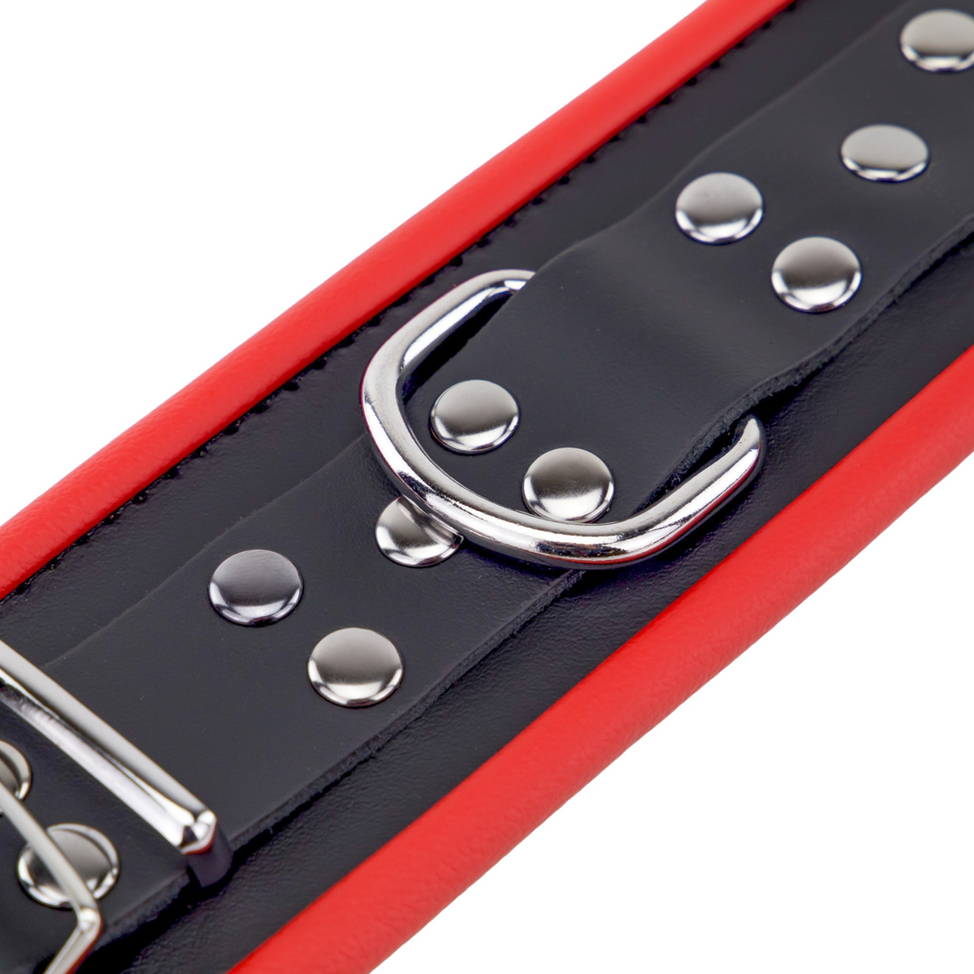 Leder-Handschellen Rot/Schwarz