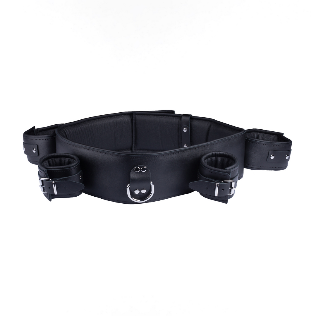 Lederfesseln für Arme, Handgelenke und Brust Schwarz