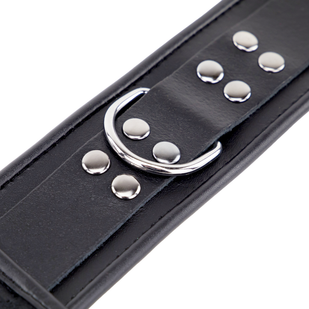 Leder-Hals- und Handfesseln Schwarz