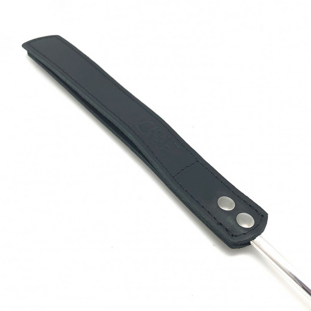 Peitsche Metall und Leder Schwarz/Silber 70,5 cm