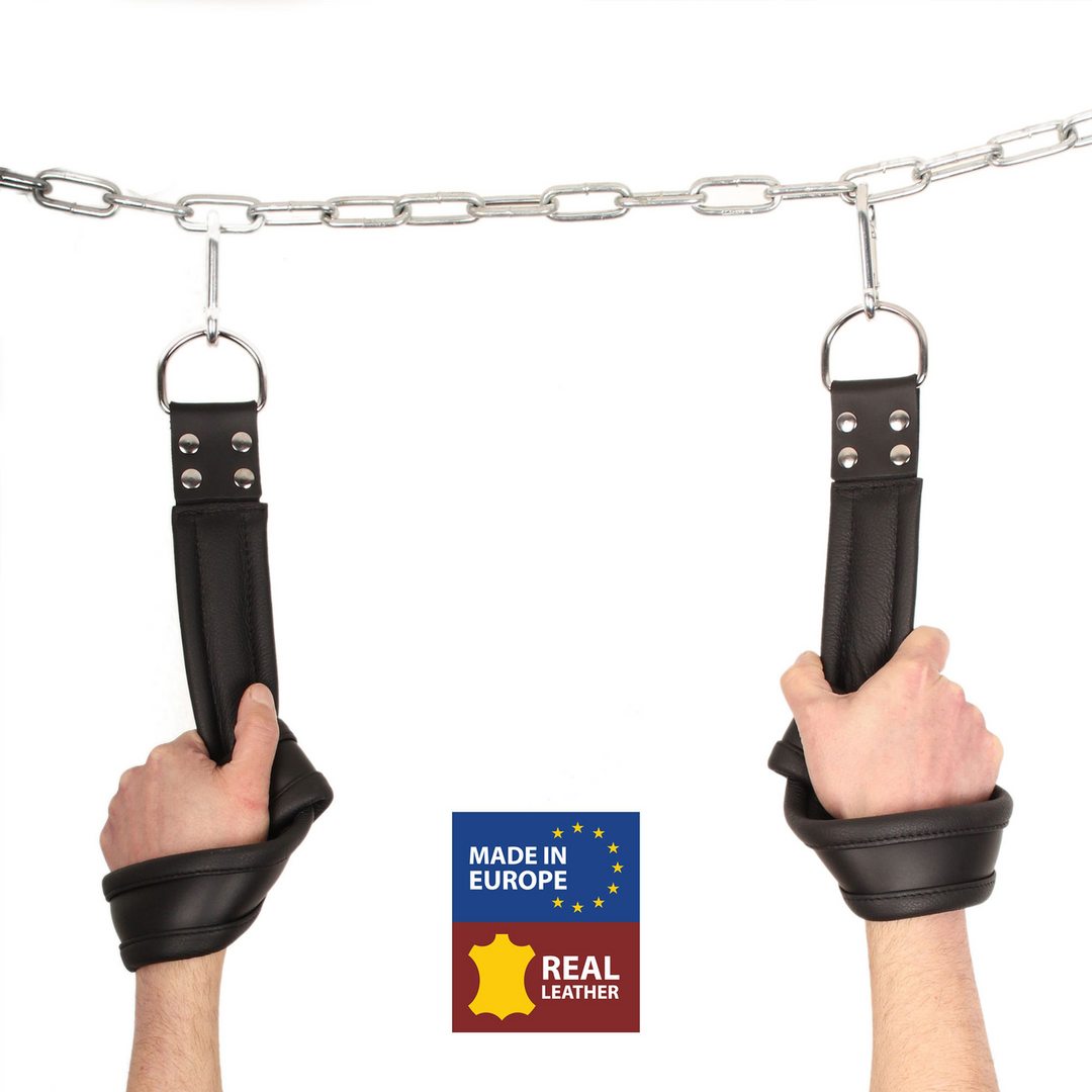 Leder-Handschellen für Suspension Schwarz