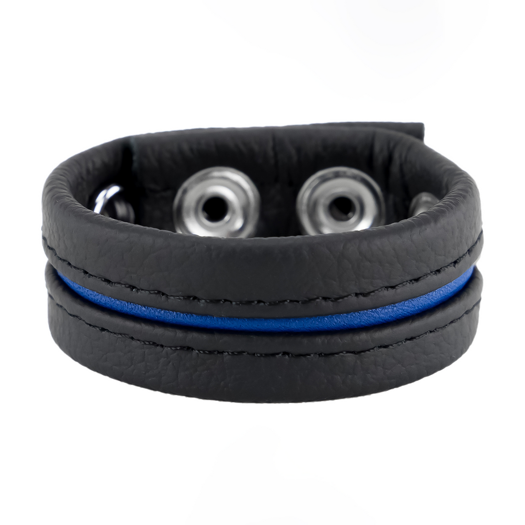 Penisring Leder verstellbar Blau