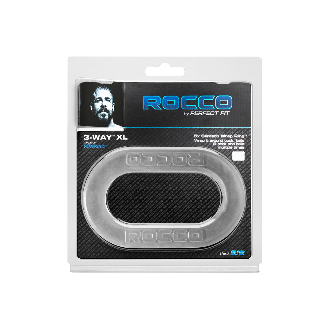 Penisring Rocco 3-Wege mit Hodenriemen Schwarz Ø 8 cm