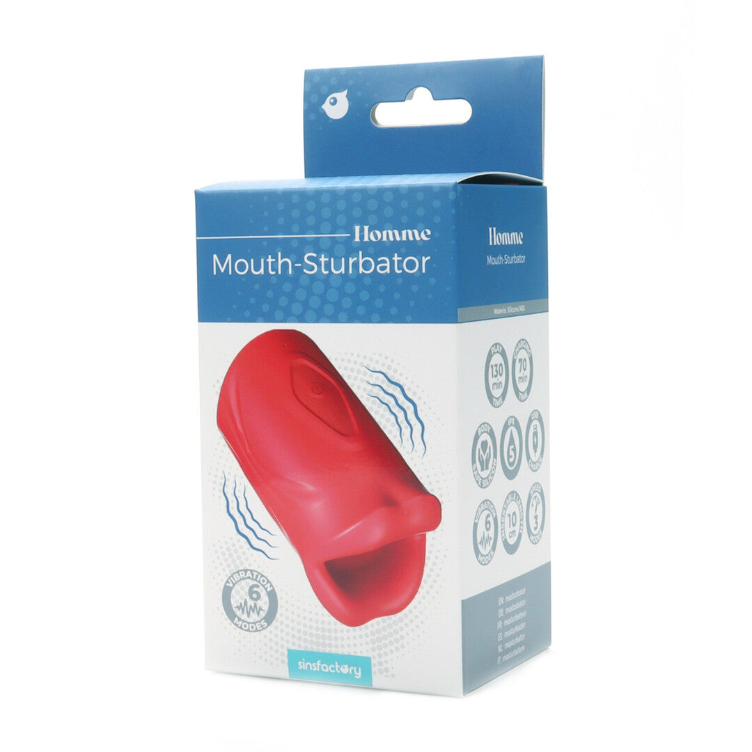 Masturbator SinsFactory mit Mundform und festem Griff Rot 10,2 x 5,9 cm – Ansicht 2