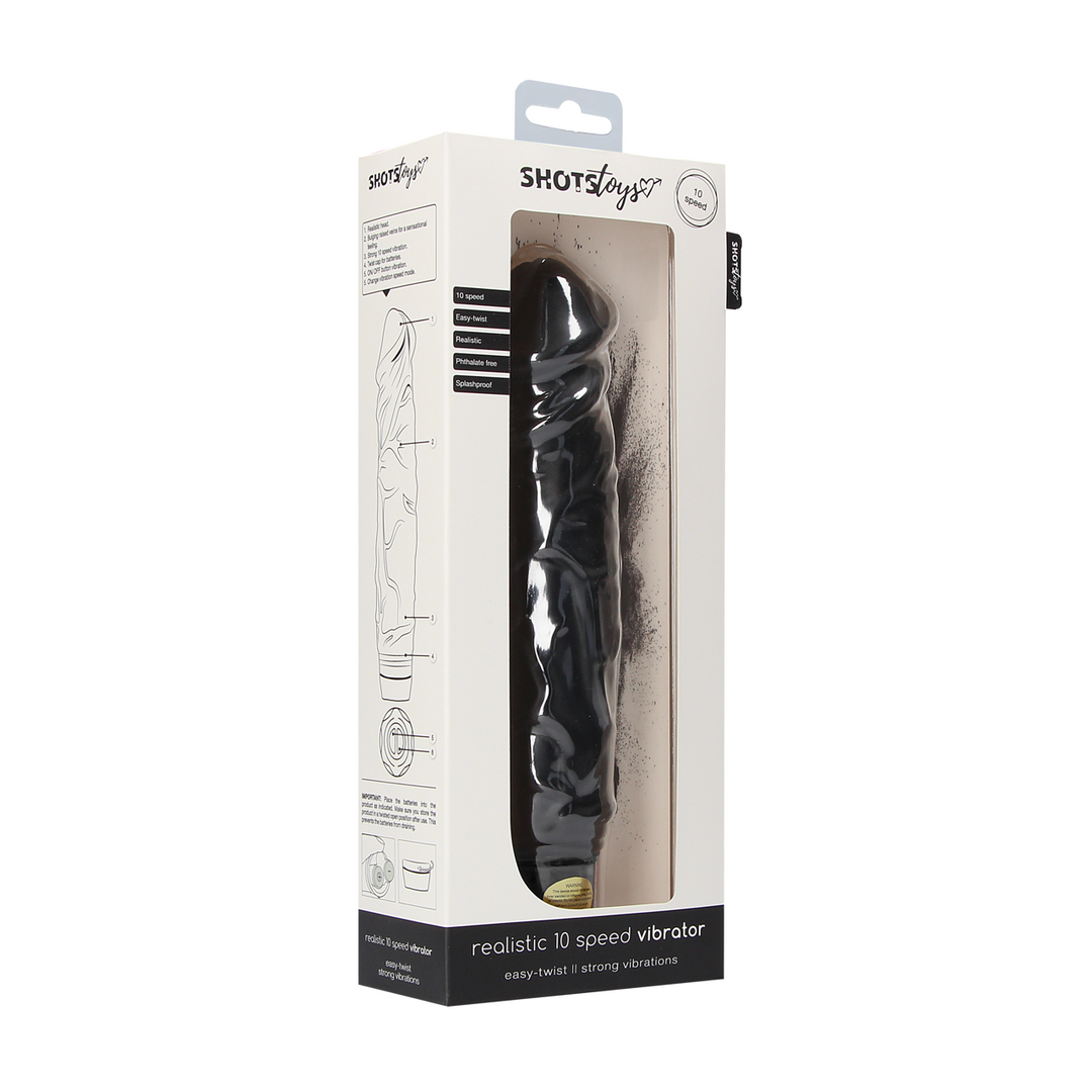 Realistischer Vibrator Multispeed Schwarz 20,5 x Ø 5 cm