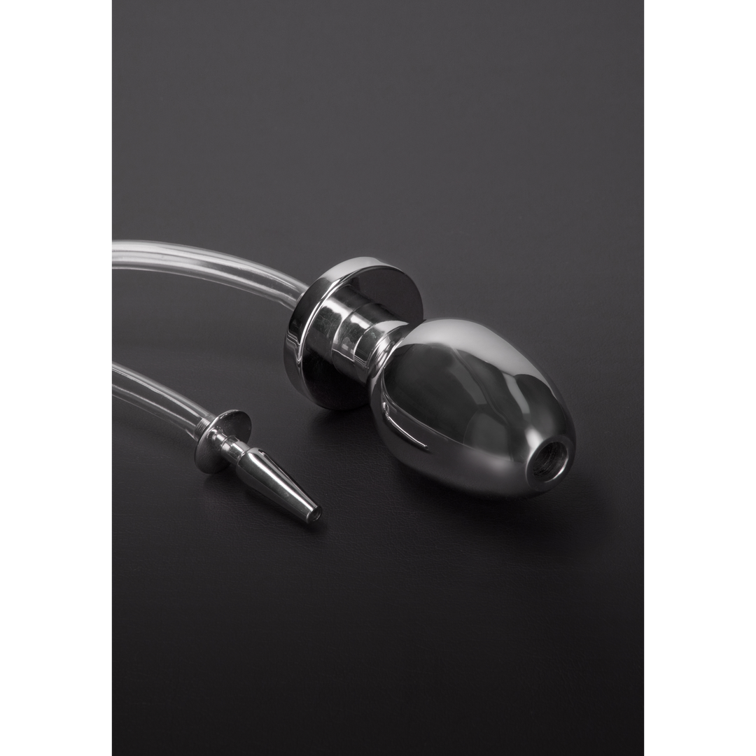 Analplug mit Penisplug und Schlauch Silber 107,7 cm