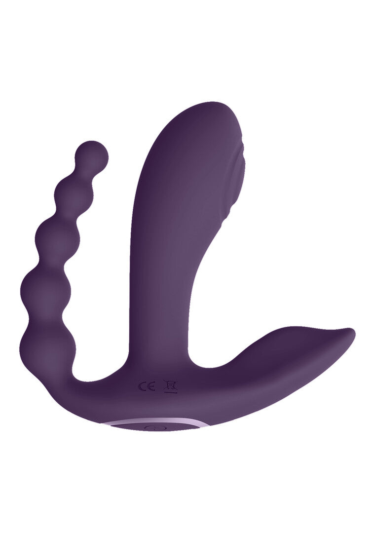 Rabbit-Vibrator Vive Kata Doppelpenetration Pulswelle Lila 12 x 3,3 cm – Ansicht 3