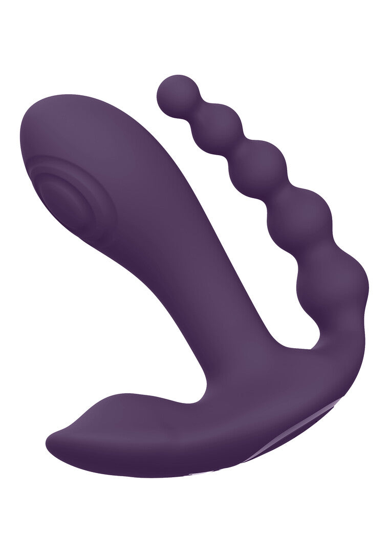 Rabbit-Vibrator Vive Kata Doppelpenetration Pulswelle Lila 12 x 3,3 cm – Ansicht 4