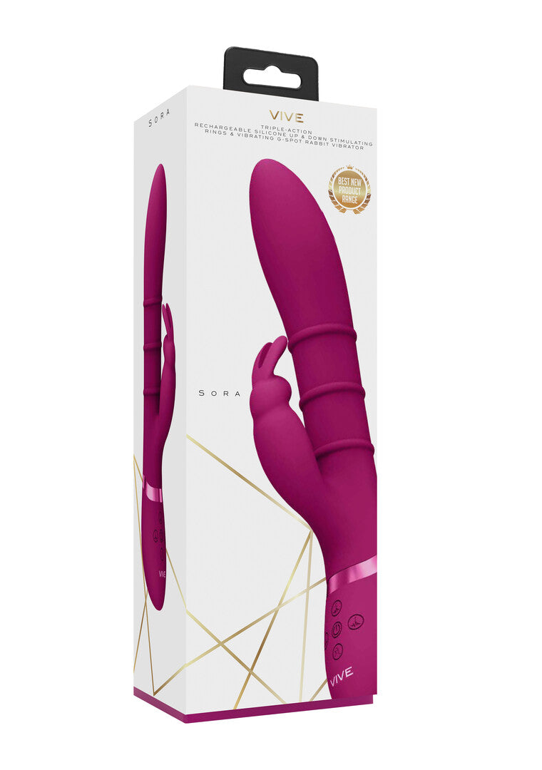 Rabbit-Vibrator Vive Sora mit laufenden Ringen Pink 24,2 x 3,4 cm – Ansicht 2