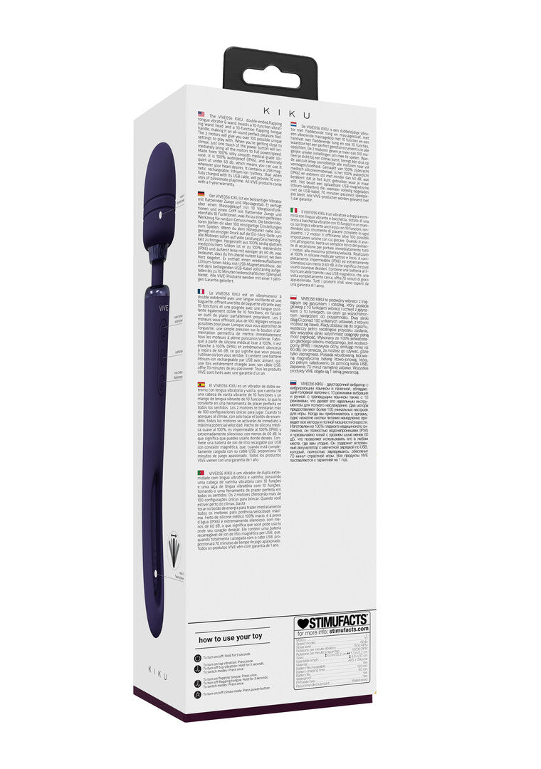 Massagestab Vive Kiku Doppelseitig G-Punkt und Wand Lila 25,2 x 5 cm – Ansicht 3