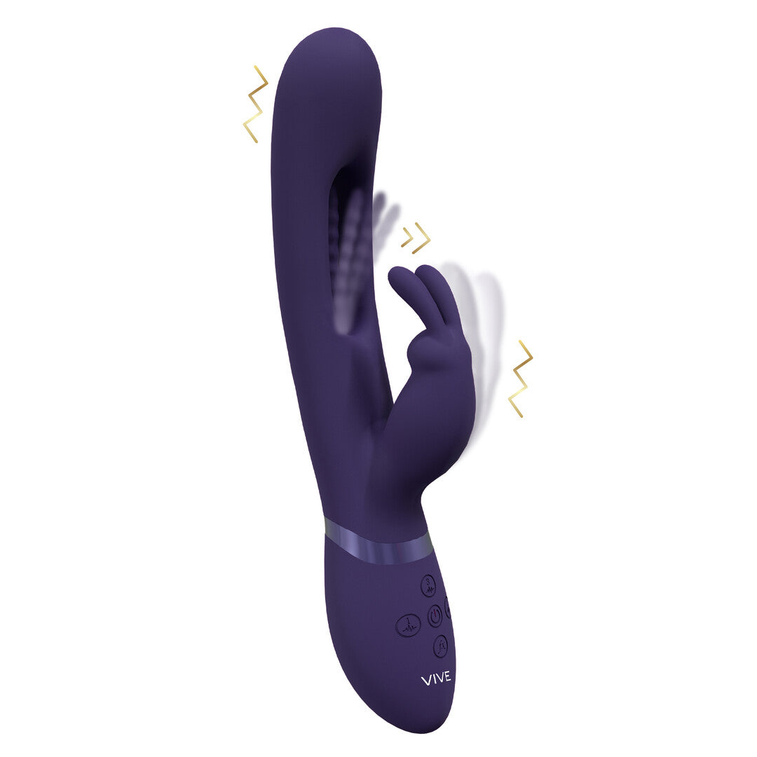Rabbit-Vibrator Vive Mika mit klopfender Zunge Lila 23,2 x 3 cm
