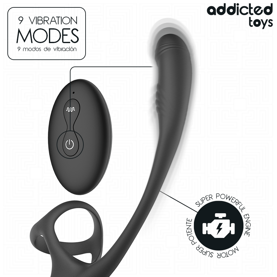 Addicted Toys – Analplug mit Vibration, 360°-Wellung und Hodenstimulator