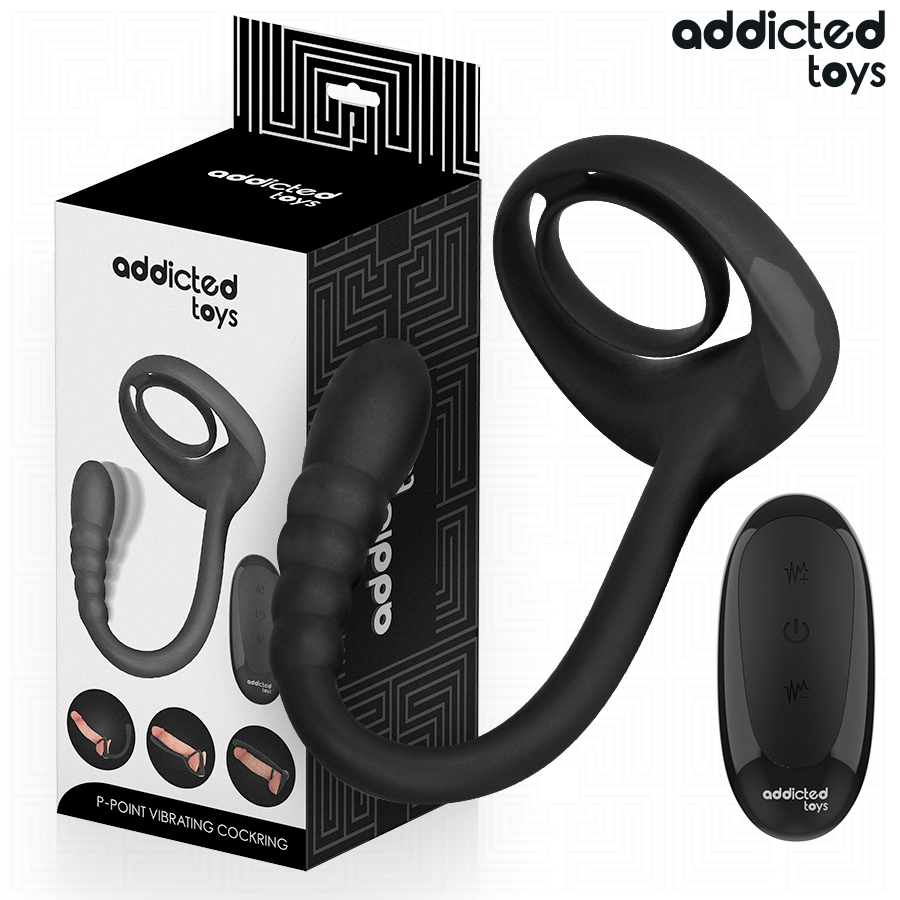 Penisring P-Spot vibrierender Cockring mit Fernbedienung Schwarz Ø 6,8 cm