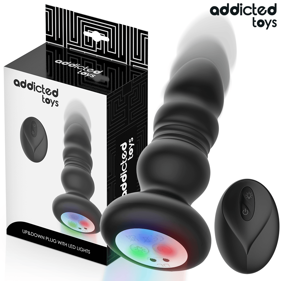Addicted Toys – Rotierender Vibrierender Analplug mit LED-Licht und Fernbedienung
