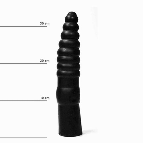 All Black Ribbed Dildo 33 x 6 cm