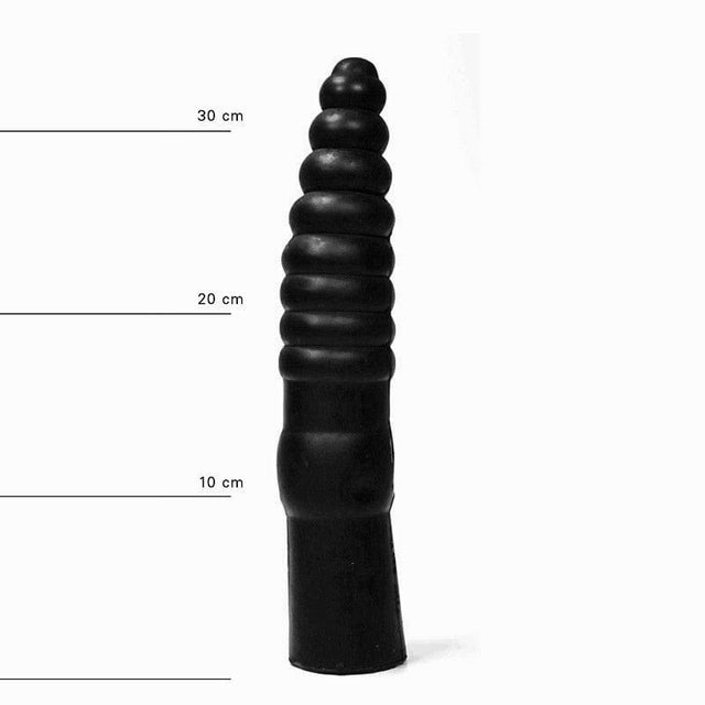 All Black Ribbed Dildo 33 x 6 cm