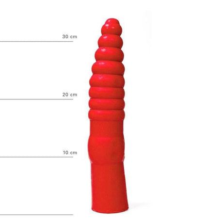 All Red Ribbed Dildo 33 x 6 cm