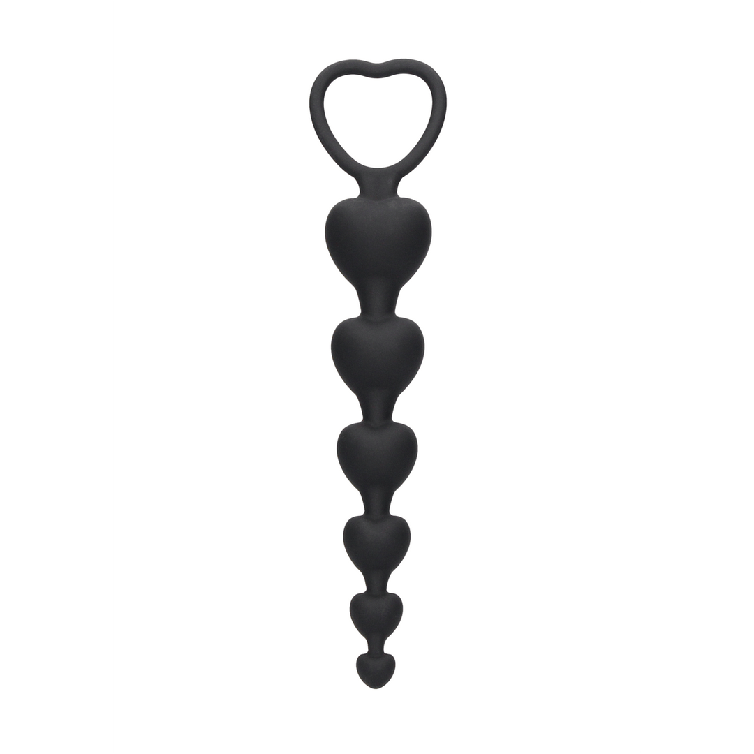 Analkette Ouch Heart mit Herzgriff Schwarz 14,3 x 2,8 cm