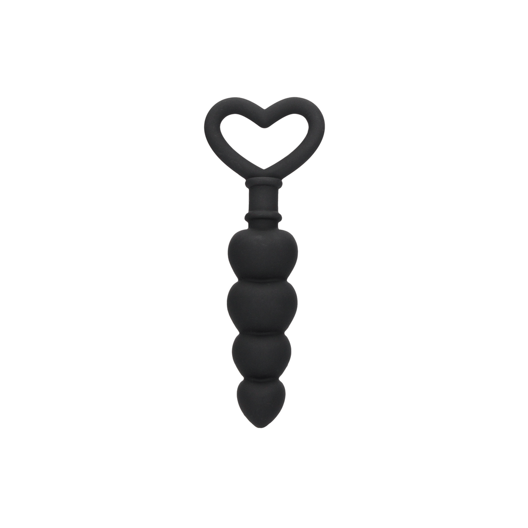 Analkette Ouch Love mit Herzgriff Schwarz 9 x 2,9 cm