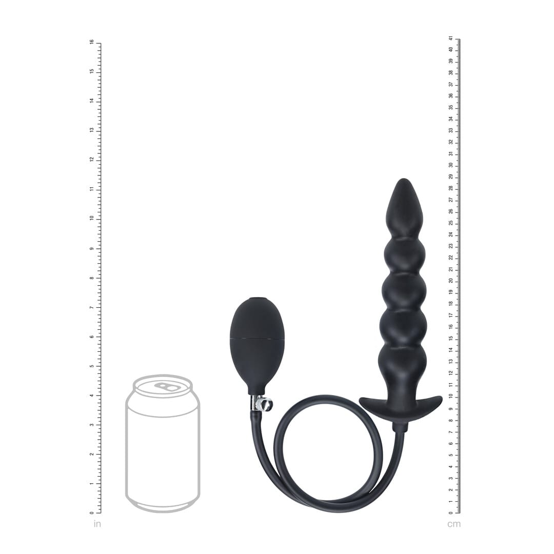 Analplug aufblasbar mit Perlenform aus Silikon Schwarz Ø 3,6 cm – Ansicht 6