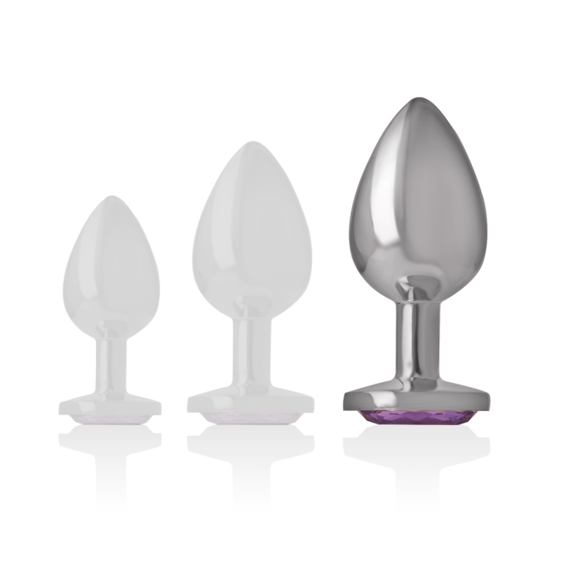 Analplug aus Aluminiummetall mit Violettem Kristall L 4 x 4 cm