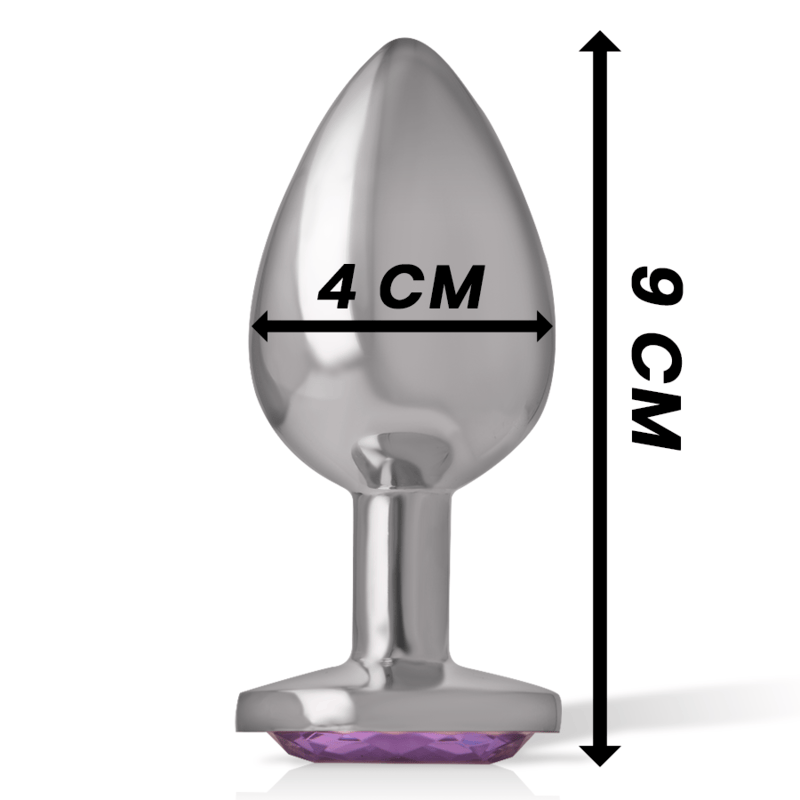 Analplug aus Aluminiummetall mit Violettem Kristall L 4 x 4 cm