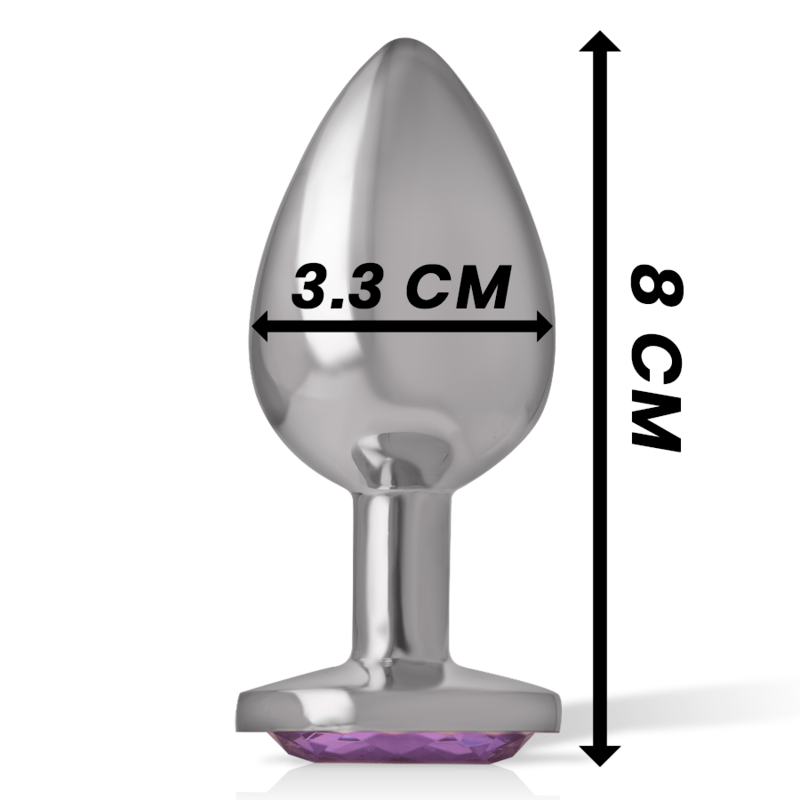 Analplug aus Aluminiummetall mit Violettem Kristall M 3,3 x 3,3 cm