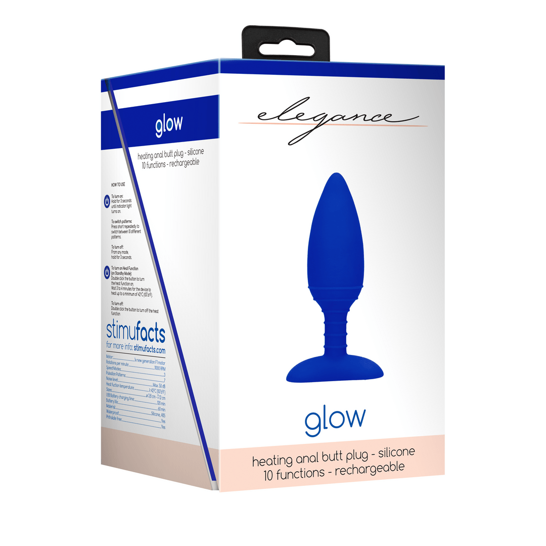 Analplug Elegance Glow mit Wärmefunktion Blau 12 x 3,8 cm – Ansicht 2