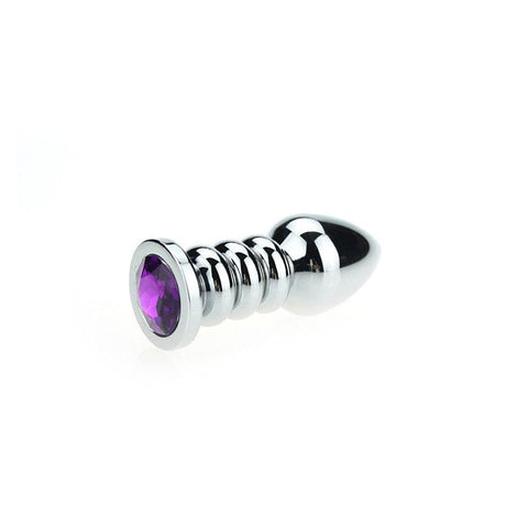 Analplug gerippter Diamant 10,5 x 3,5 cm Lila