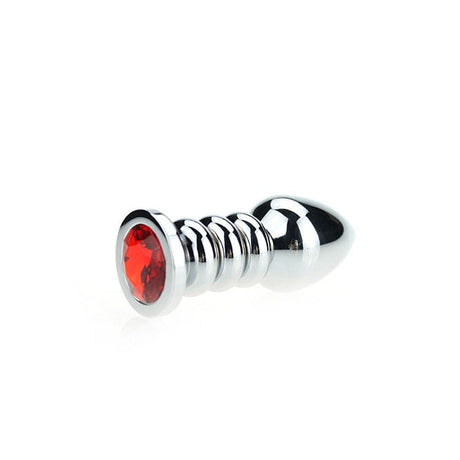 Analplug gerippter Diamant 10,5 x 3,5 cm Rot