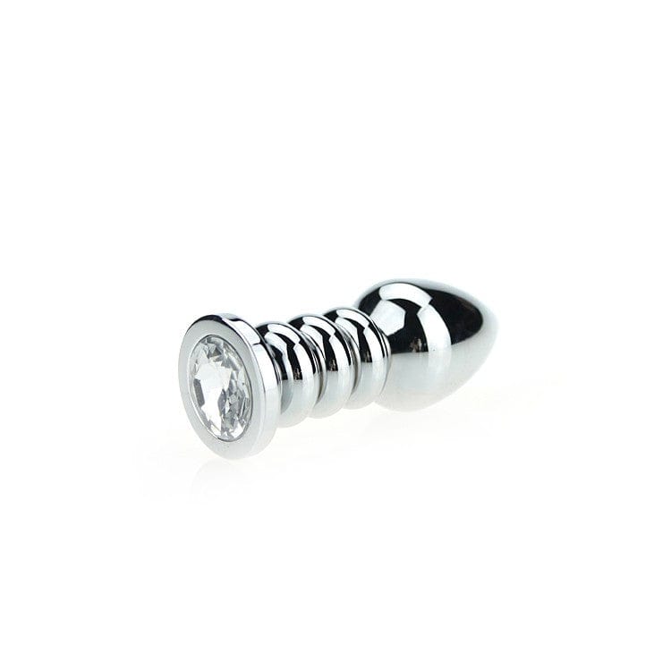 Analplug gerippter Diamant 10,5 x 3,5 cm Transparent