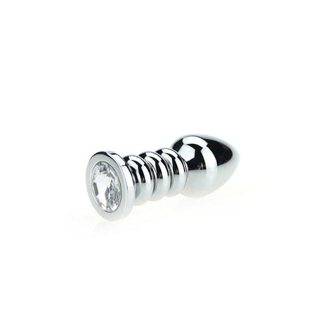 Analplug gerippter Diamant 10,5 x 3,5 cm Transparent