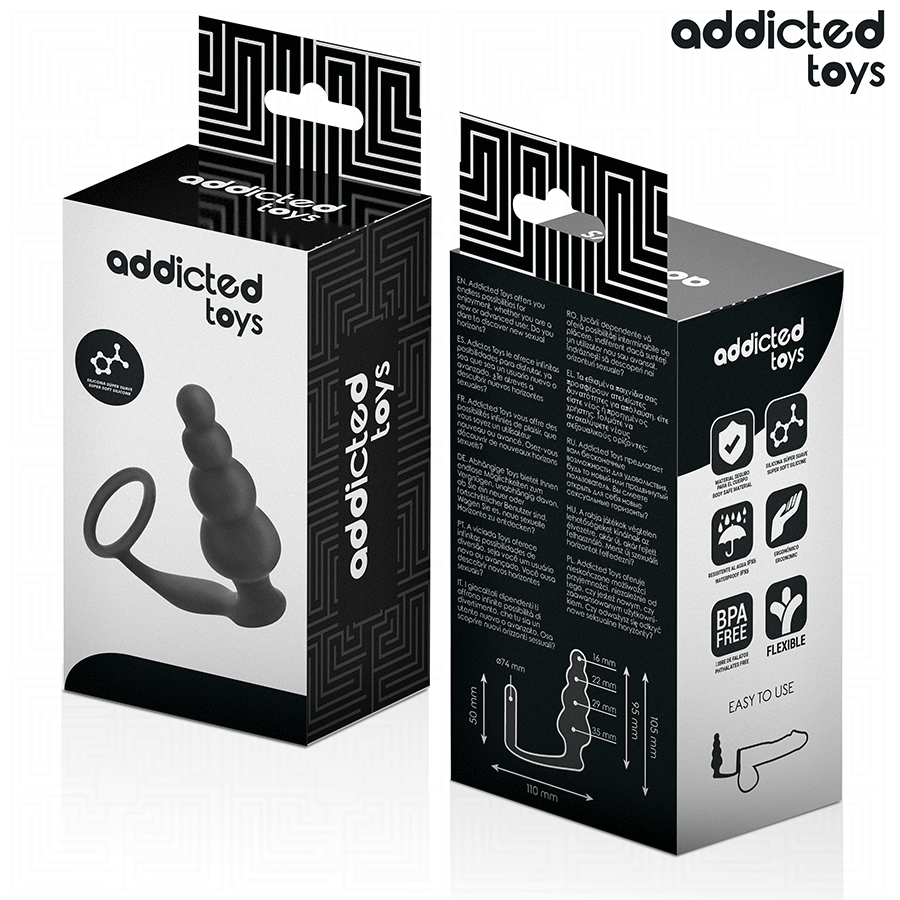 Analplug mit Hodenring Modell 5 Schwarz 9,5 x 3,5 cm