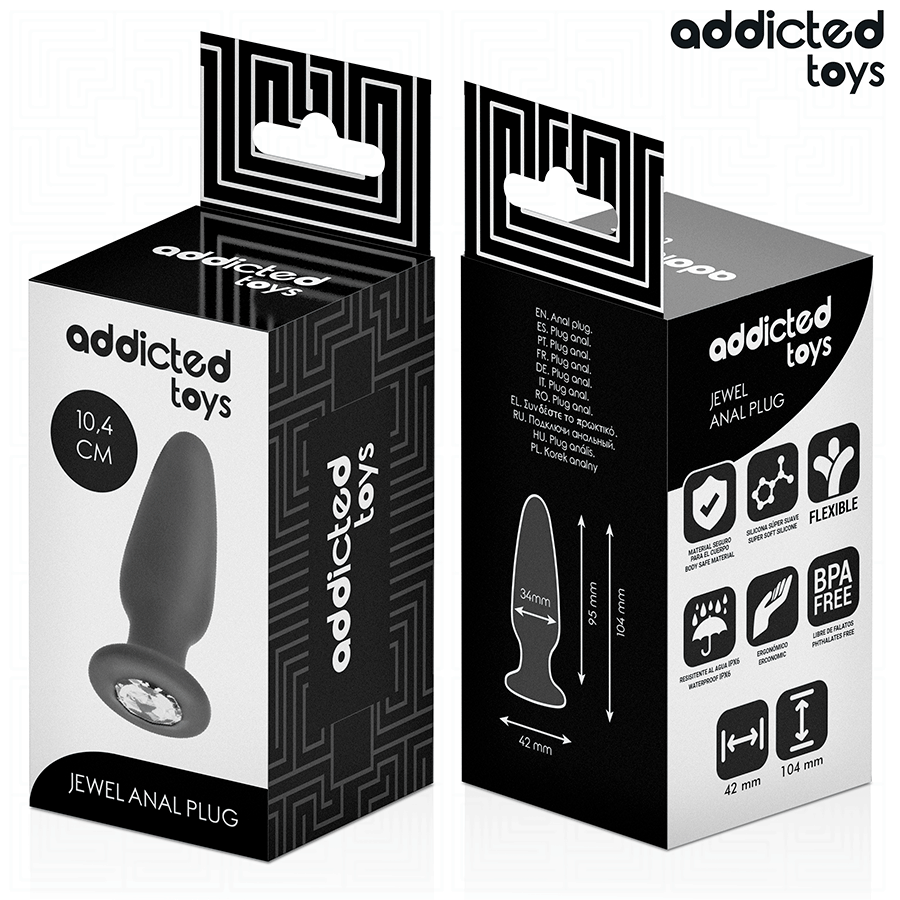 Analplug mit Juwel Größe M Schwarz 9,5 x 3,4 cm