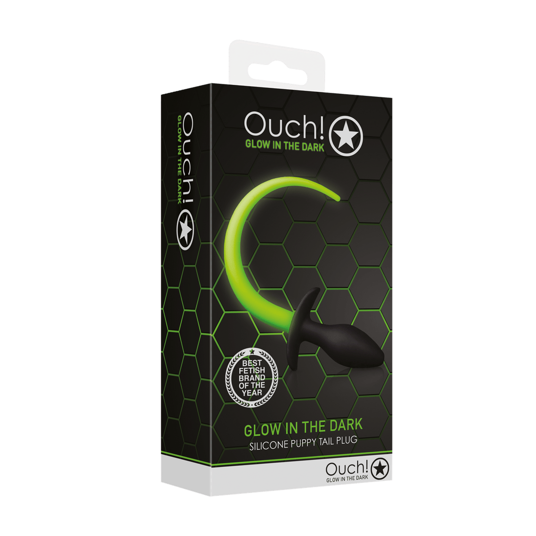 Analplug Ouch mit Puppy-Schwanz nachtleuchtend 8 x Ø 3 cm – Ansicht 2