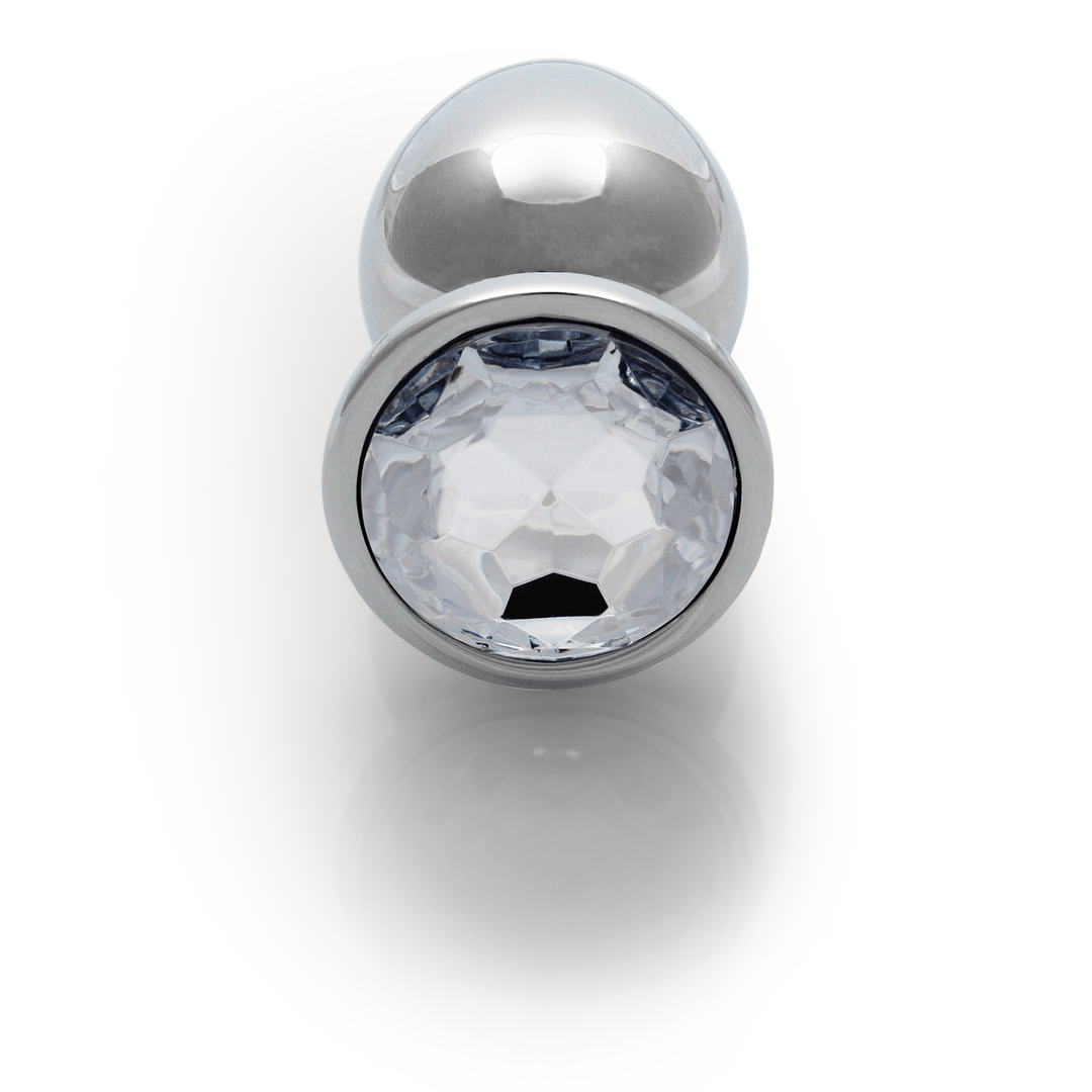 Analplug Ouch aus Metall mit rundem Stein Silber-Diamant 7,1 x Ø 3,4 cm – Ansicht 5