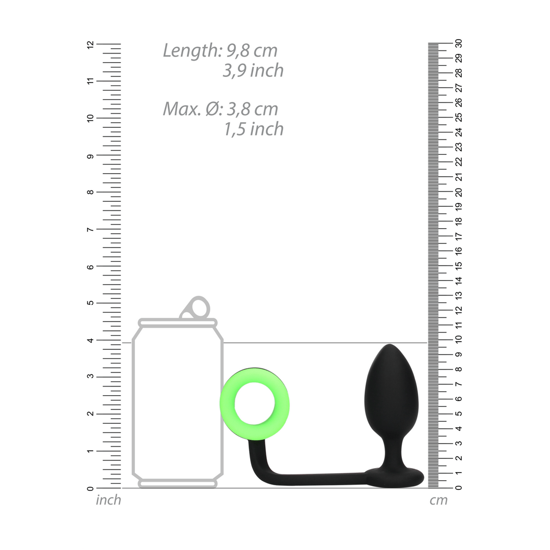 Analplug Ouch mit Penisring nachtleuchtend 8,8 x Ø 3,8 cm – Ansicht 5