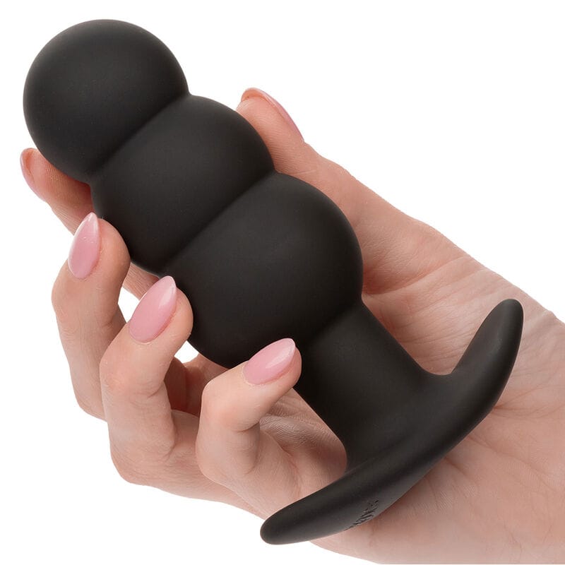 Analplug Rock Bottom Anal Plug mit Perlen 10 Vibrationen Silikon Schwarz