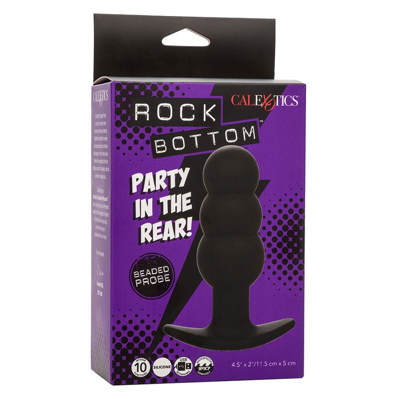 Analplug Rock Bottom Anal Plug mit Perlen 10 Vibrationen Silikon Schwarz