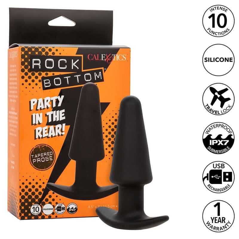 Analplug Rock Bottom Tapered Anal Plug 10 Vibraciones Silikon Schwarz