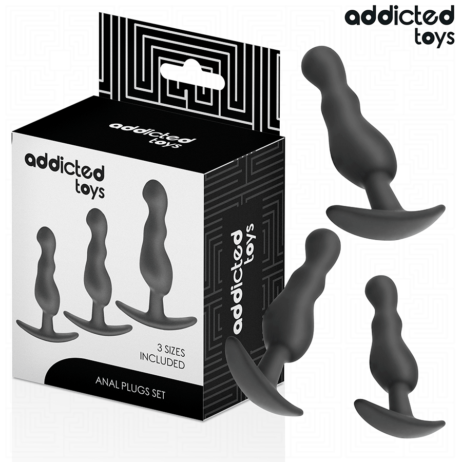 Analplug-Set 3-teilig Modell 1 Schwarz (5,4–7,9 cm)