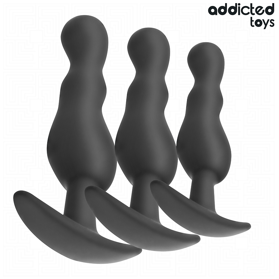 Analplug-Set 3-teilig Modell 1 Schwarz (5,4–7,9 cm)