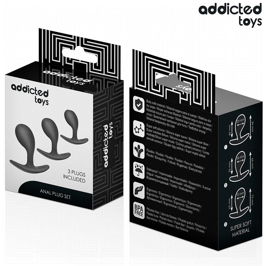 Analplug-Set 3-teilig Modell 3 Schwarz (4,6–6,5 cm)