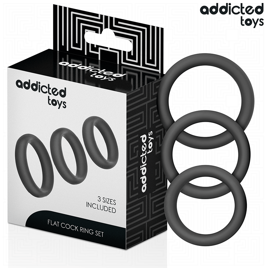 Analplug Set aus flachen Penisringen 3-teilig Schwarz (Innen-/4 6/)