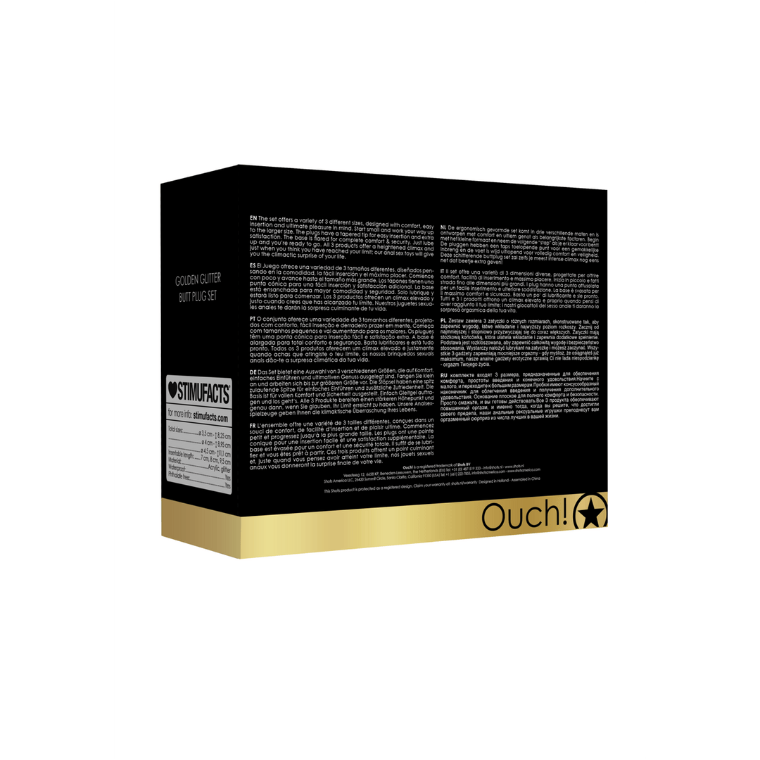Analplug-Set Ouch aus Acryl Gold oder Silber 9,5 x Ø 4,5 cm – Ansicht 3