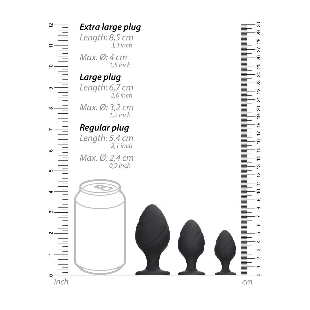 Analplug-Set Ouch gedreht aus Silikon Schwarz 8,3 x Ø 4 cm – Ansicht 6