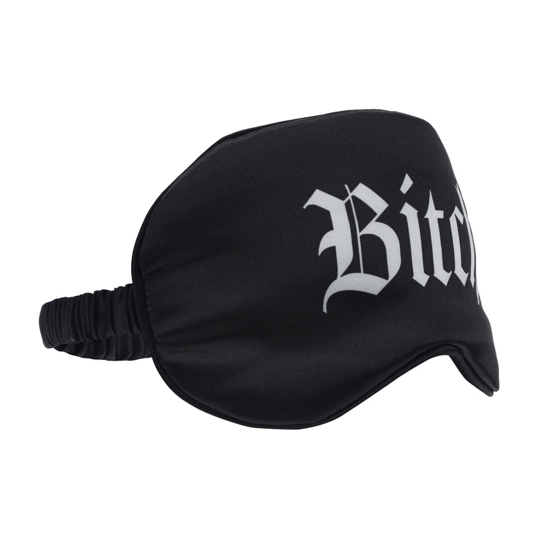 Augenbinde Ouch aus Satin mit Bitch-Aufdruck Schwarz 20,5 cm – Ansicht 3