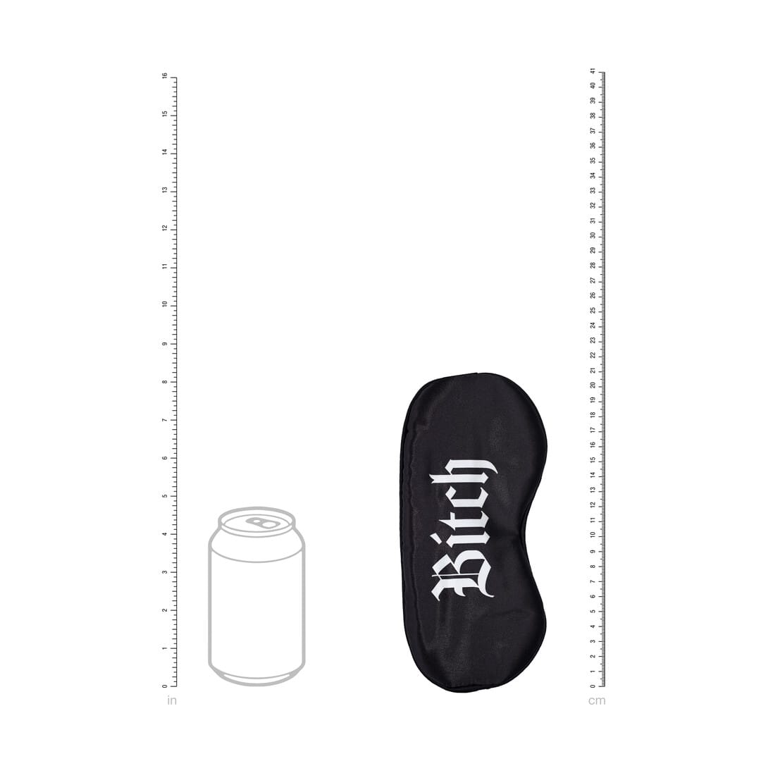 Augenbinde Ouch aus Satin mit Bitch-Aufdruck Schwarz 20,5 cm – Ansicht 5