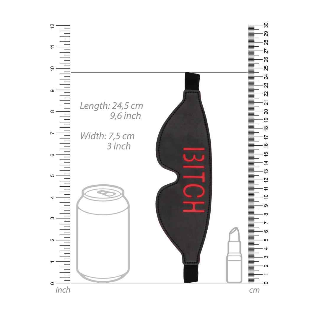 Augenbinde Ouch mit Aufdruck BITCH Schwarz 24,5 cm – Ansicht 4