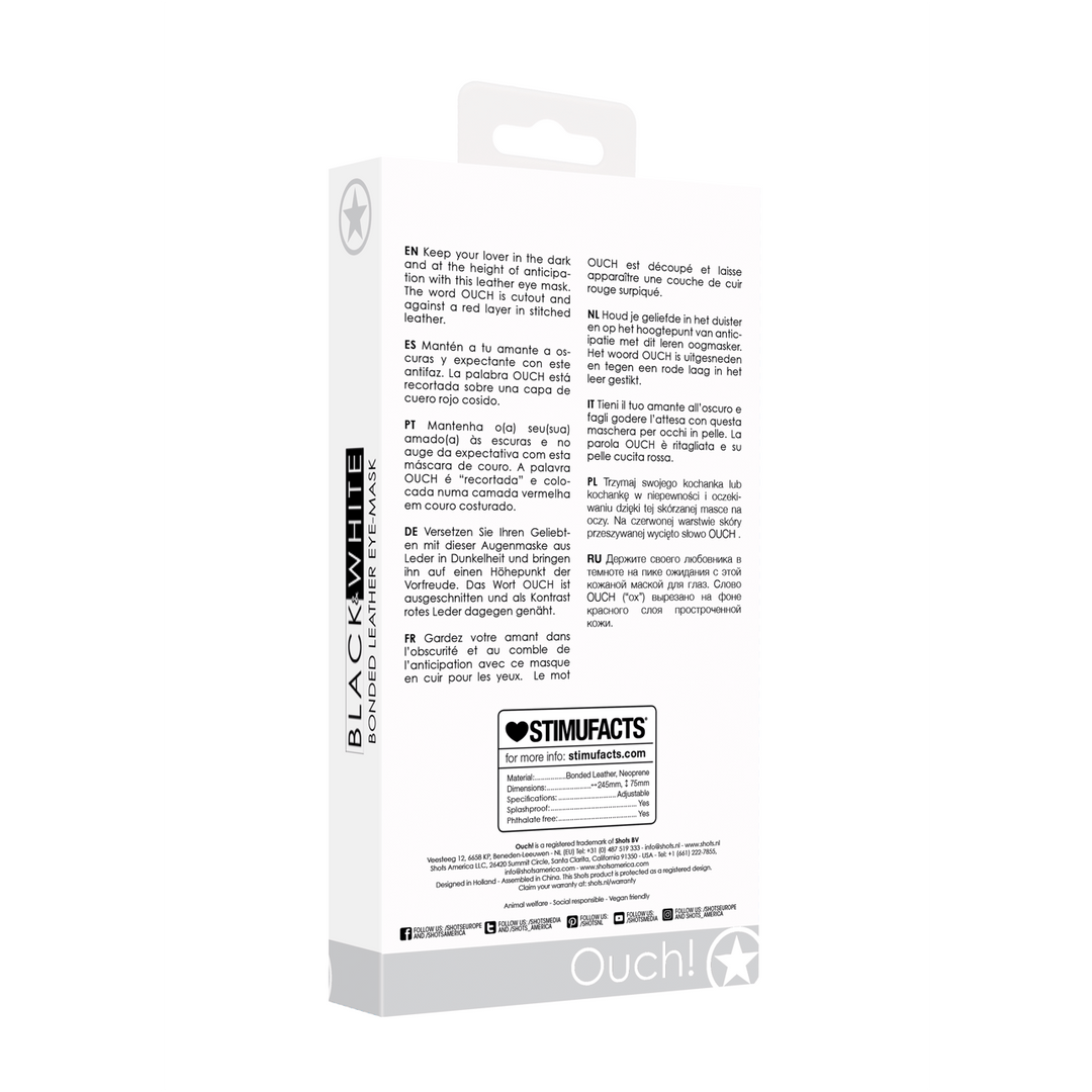 Augenmaske Ouch mit Schriftzug OUCH Schwarz 24,5 cm – Ansicht 3